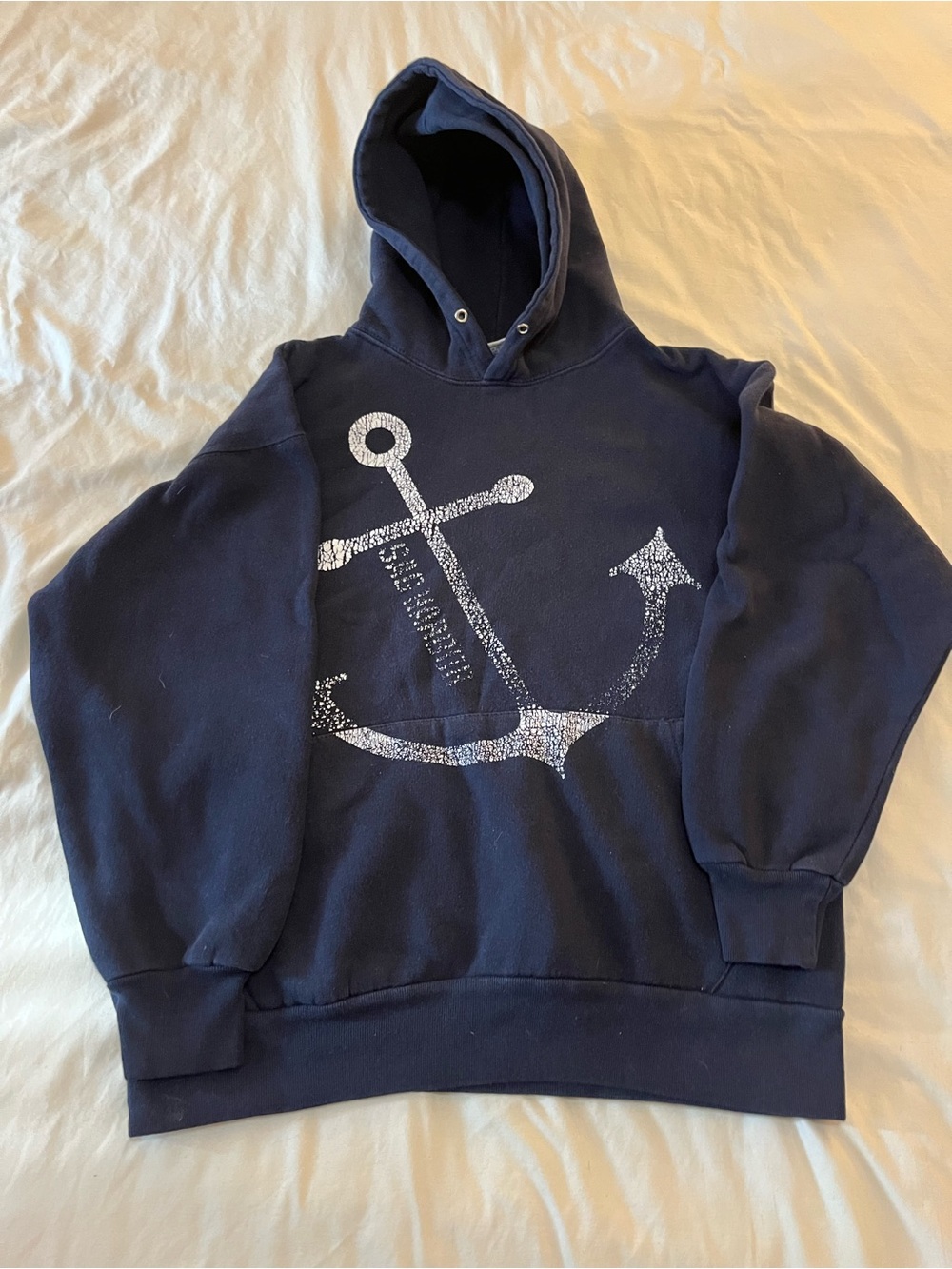 Sag Harbor Navy Anchor Graphic Hoodie size Large